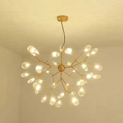 HDC 27 Lights Ball Firefly Gold Chandelier Adjustable Brass Heracleum Led Ceiling Light Hanging Lamp - Warm White