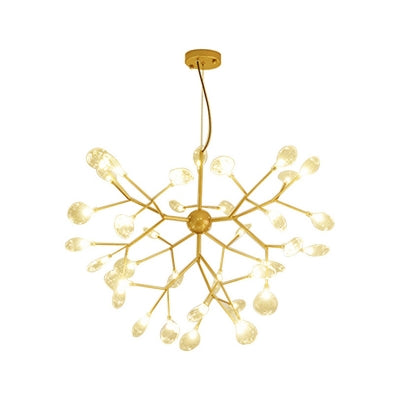 HDC 27 Lights Ball Firefly Gold Chandelier Adjustable Brass Heracleum Led Ceiling Light Hanging Lamp - Warm White