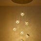 HDC 18 Lights Led Cubes Gold Crystal Double Height Stair Chandelier- Tricolor