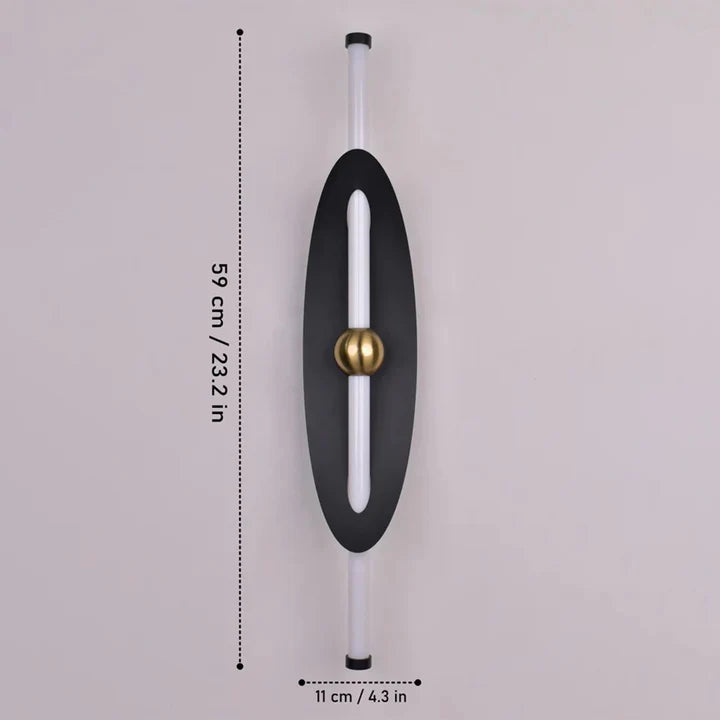 HDC Luxury Black & Gold Vertical LED Wall Light For Living Room