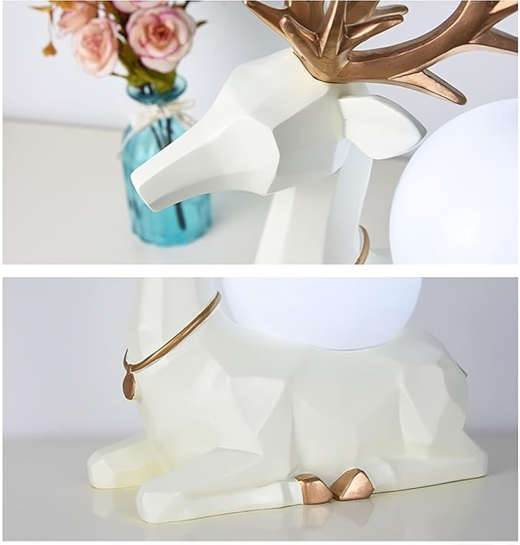 Hdc Modern Simulation Deer Decor Table Lamp Living Room Resin Decoration Desk Lamp