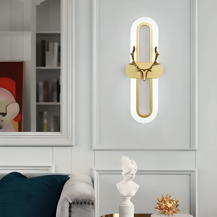 Hdc 400mm Oval Deer Wall Light for Bedroom