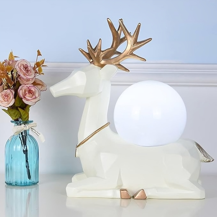 Hdc Modern Simulation Deer Decor Table Lamp Living Room Resin Decoration Desk Lamp