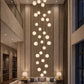 HDC 22 Lights Luxury Multi-Drop Moon Ball LED Chandelier for Staircase & Double Height Ceiling