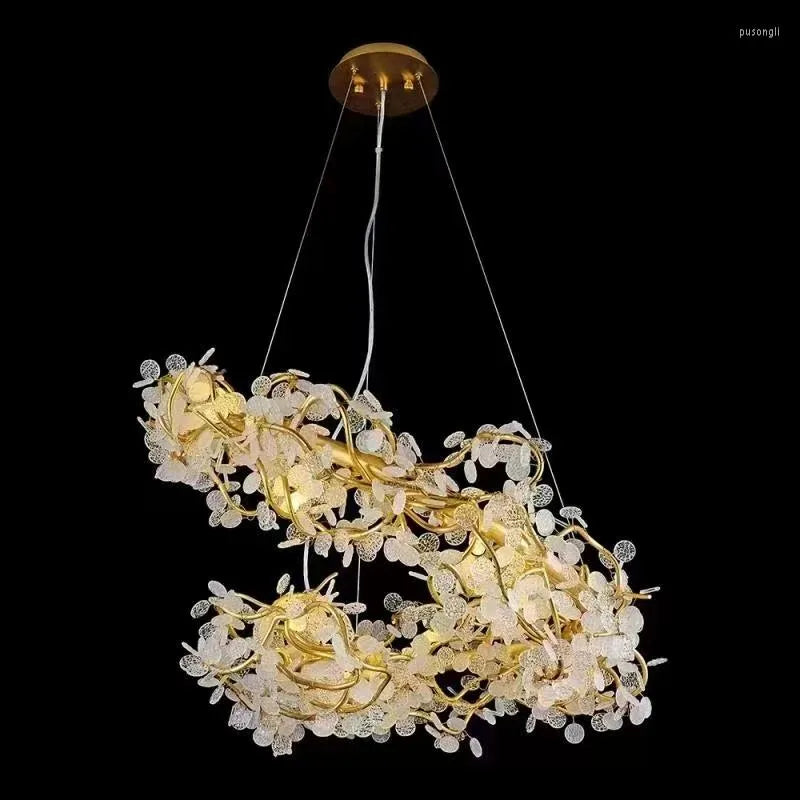 Hdc 800mm Circle Branch Crystal Chandelier Living Room Lamp Restaurant LED Lighting Luxury Decorative Chandelier