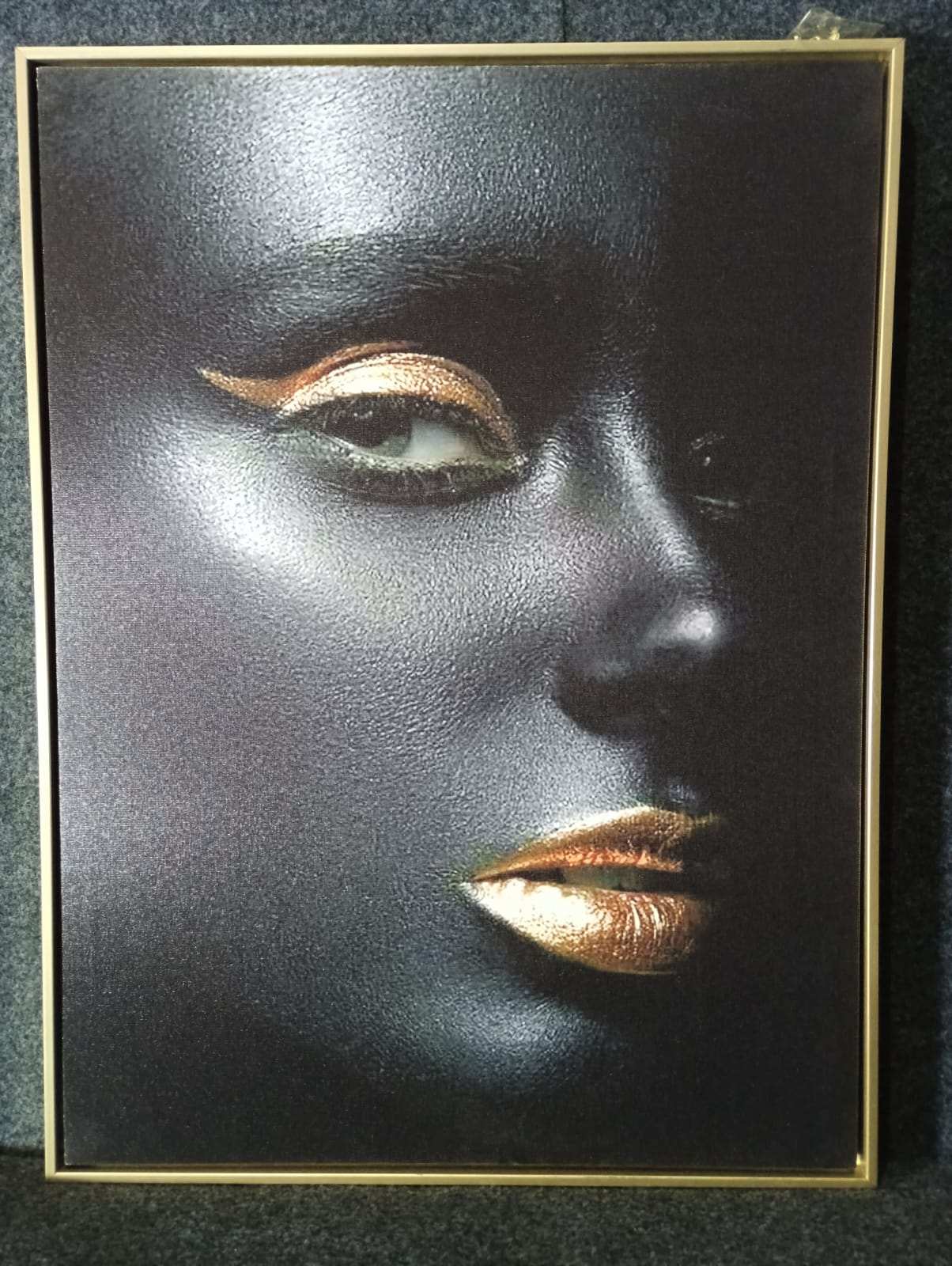 Hdc Sexy Gold Lip Black Woman Figure Canvas Painting Wall Art Posters for Living Room Home Wall Decor