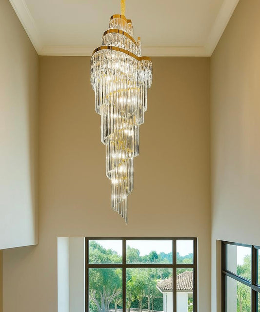 HDC 1800mm Luxury Modern Crystal Double Height Chandelier For Staircase