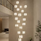 HDC 22 Lights Luxury Multi-Cube Marble Finish Hanging Chandelier for Staircase & Double Height Ceiling