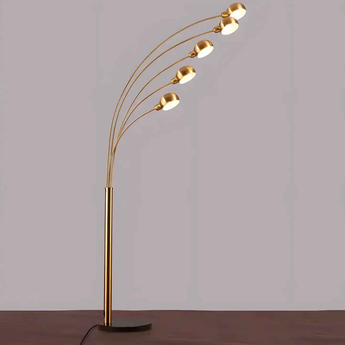 Hdc 5-Branch Metal Frame in Matte Gold Finish with Marble Base Floor Lamp