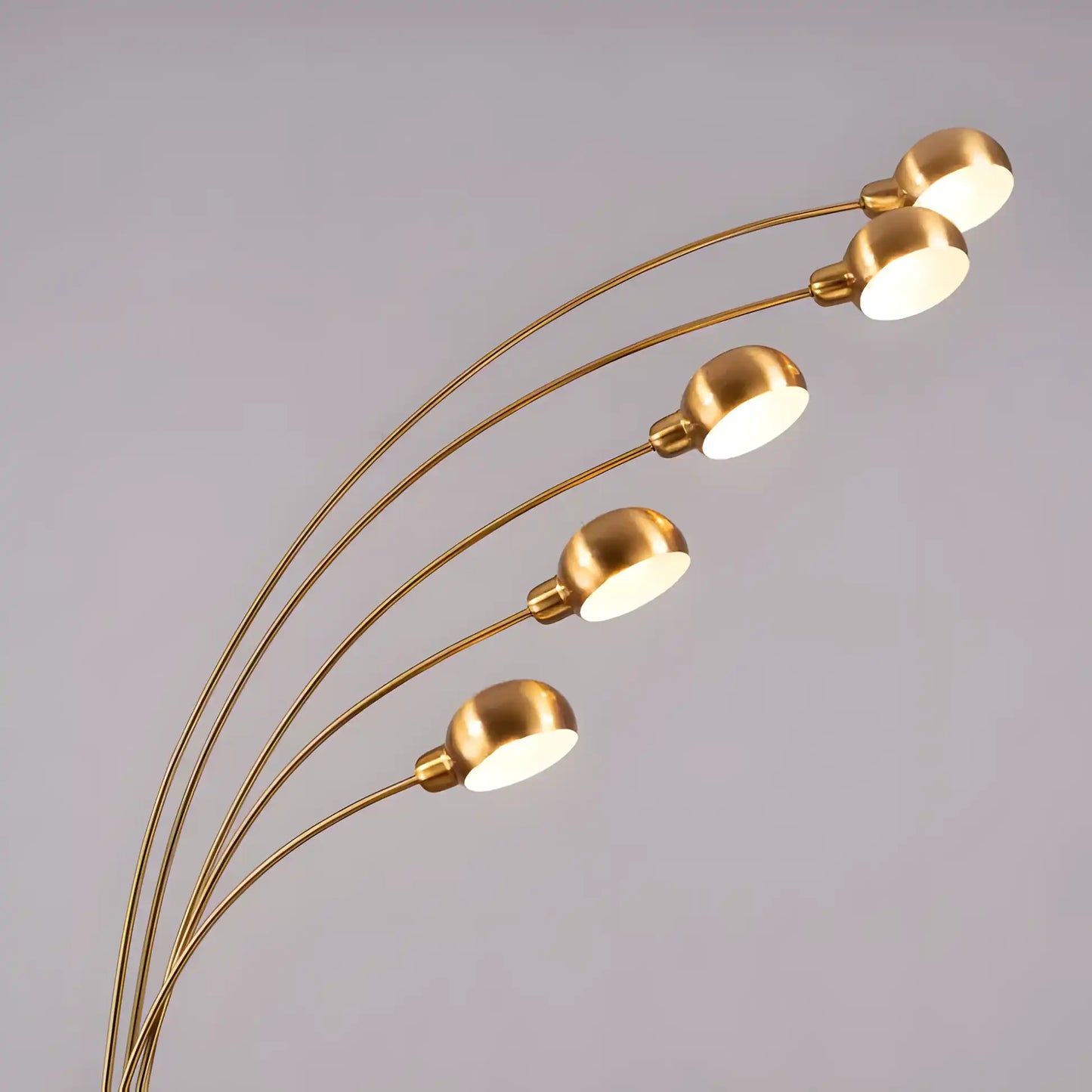 Hdc 5-Branch Metal Frame in Matte Gold Finish with Marble Base Floor Lamp