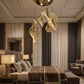 HDC Luxury Golden Leaf Crystal Chandelier Light