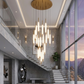HDC 18 Lights Tube Shape Luxury Double Height Hanging Chandelier for Staircase & Lobby