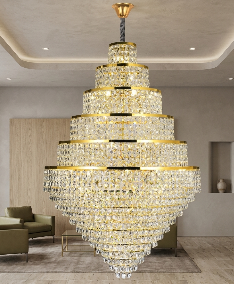 HDC 1800mm Premium Multi-Tier Crystal Chandelier for Double Height Spaces for Staircase, Lobby