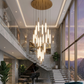 HDC 18 Lights Tube Shape Luxury Double Height Hanging Chandelier for Staircase & Lobby