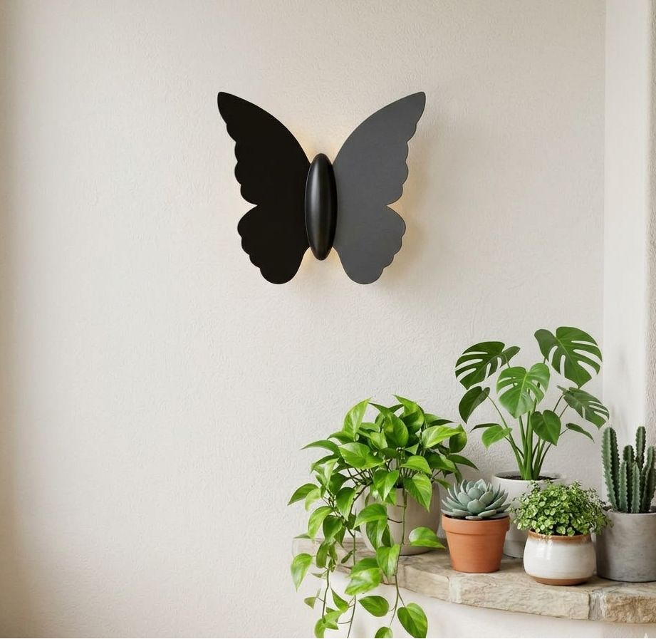 HDC Matte Black Outdoor Butterfly Design Light for Outdoor Decor