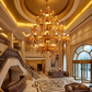 HDC 45 Light Luxury Gold Crystal Multi-Tier Chandelier for Double Height Living Room, Hotel Lobby & Staircase