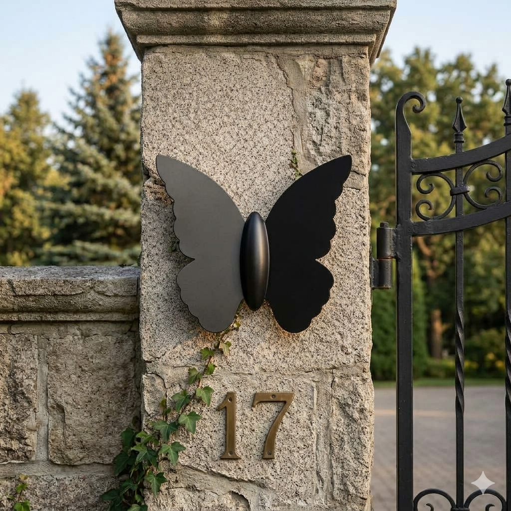 HDC Matte Black Outdoor Butterfly Design Light for Outdoor Decor