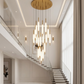 HDC 18 Lights Tube Shape Luxury Double Height Hanging Chandelier for Staircase & Lobby