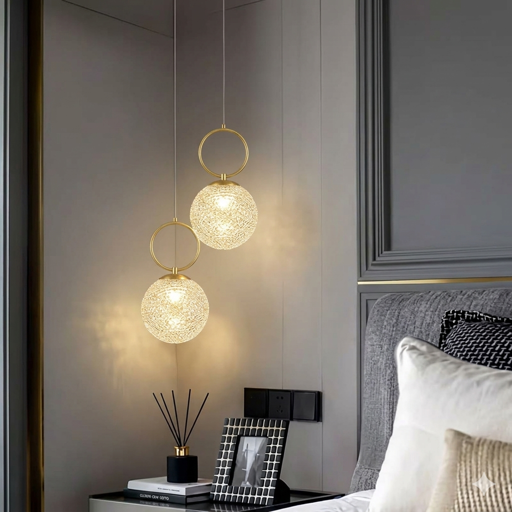 HDC 1 Light Led Gold Round Crystal Brass Pendant Lamp Chandelier Ceiling Light Dining Room - Warm White