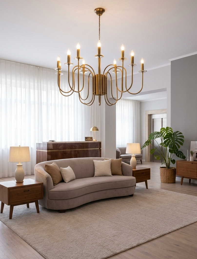 HDC Gold 10/16 Chandelier Ceiling Light for Bedroom, Living Room, Lobby