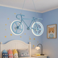 Hdc Kids Bicycle Ceiling Light Modern LED Hanging Pendant Fixture for Girls Bedroom | Creative Bike-Themed Light with Glowing Wheel Rings | Perfect for Playroom, Study Area, or Nursery