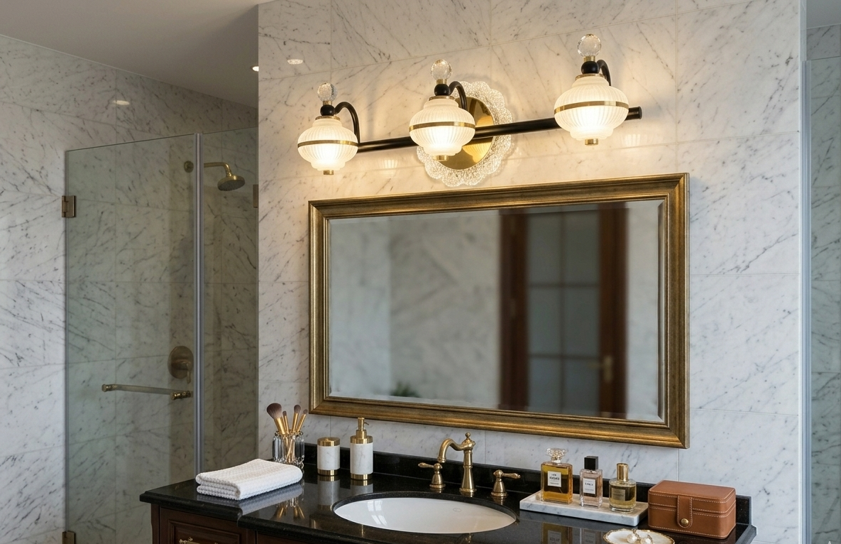 HDC 3 Light Luxury Triple Globe Mirror Light for Bathroom, Vanity Areas