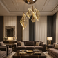 HDC Luxury Golden Leaf Crystal Chandelier Light