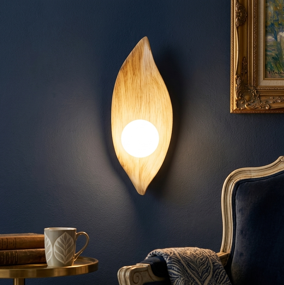 HDC Modern Leaf Design Resin Wall Light for Bedroom, Living Room