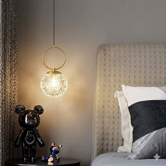 HDC 1 Light Led Gold Round Crystal Brass Pendant Lamp Chandelier Ceiling Light Dining Room - Warm White