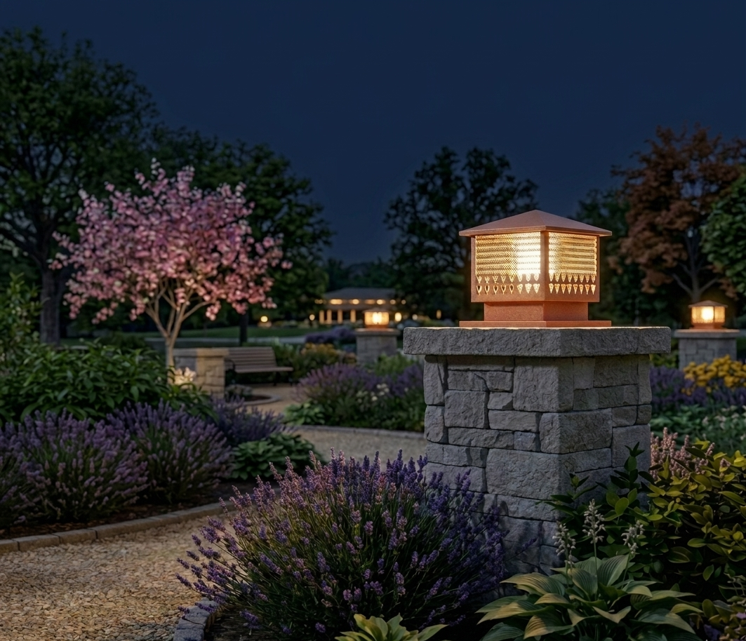 HDC Premium Warm Ambient Metal & Glass Finish Outdoor Pillar Gate Light