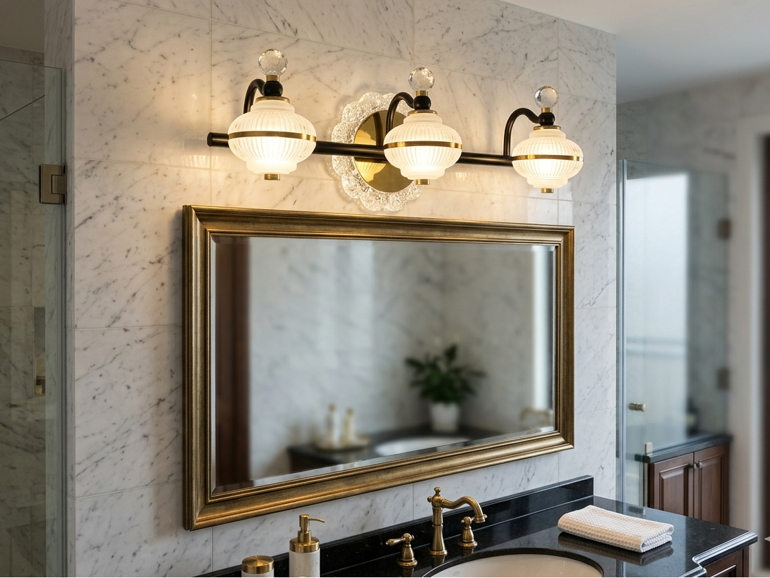 HDC 3 Light Luxury Triple Globe Mirror Light for Bathroom, Vanity Areas