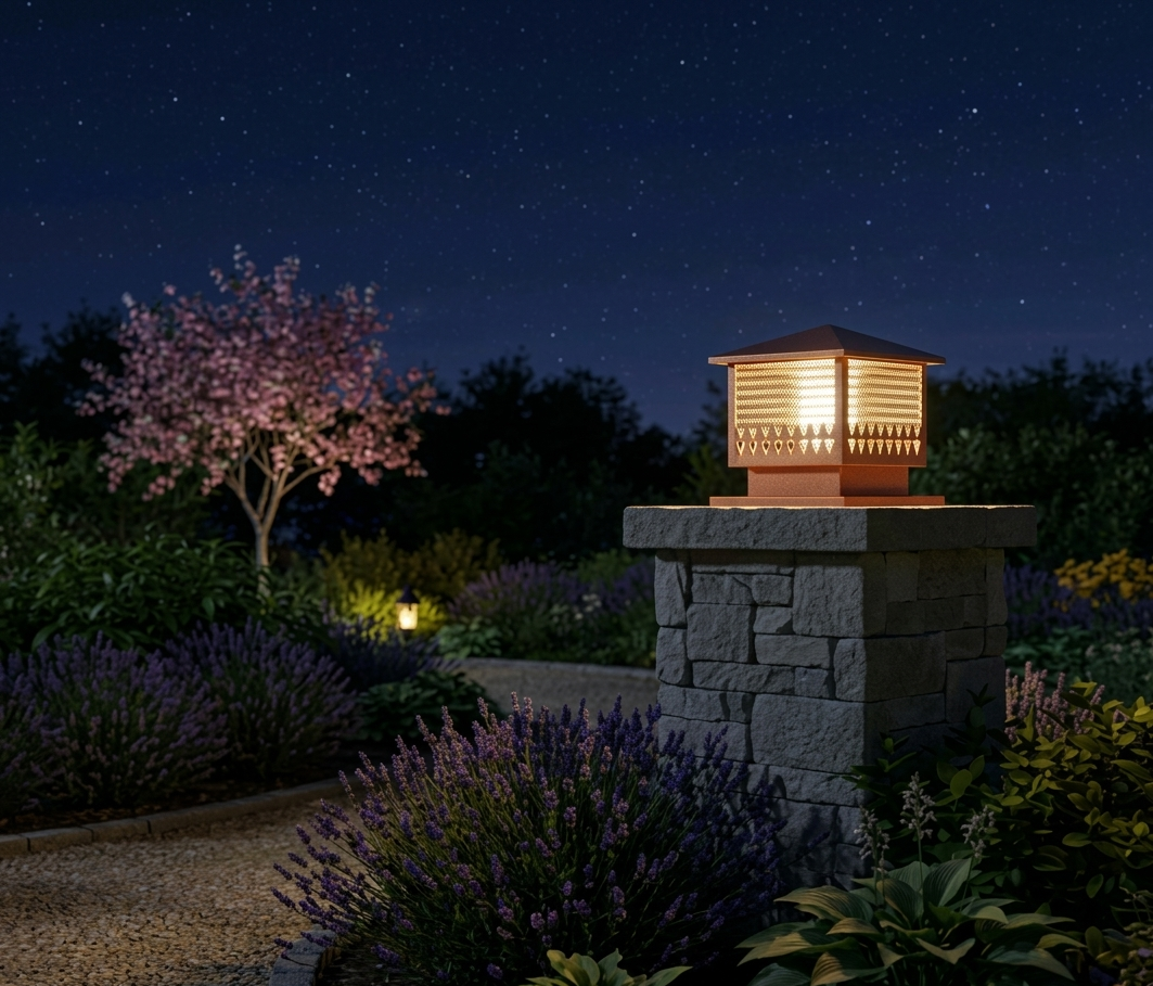 HDC Premium Warm Ambient Metal & Glass Finish Outdoor Pillar Gate Light