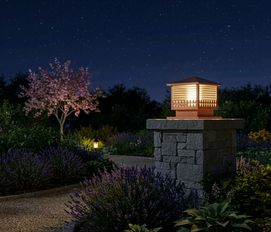 HDC Premium Warm Ambient Metal & Glass Finish Outdoor Pillar Gate Light