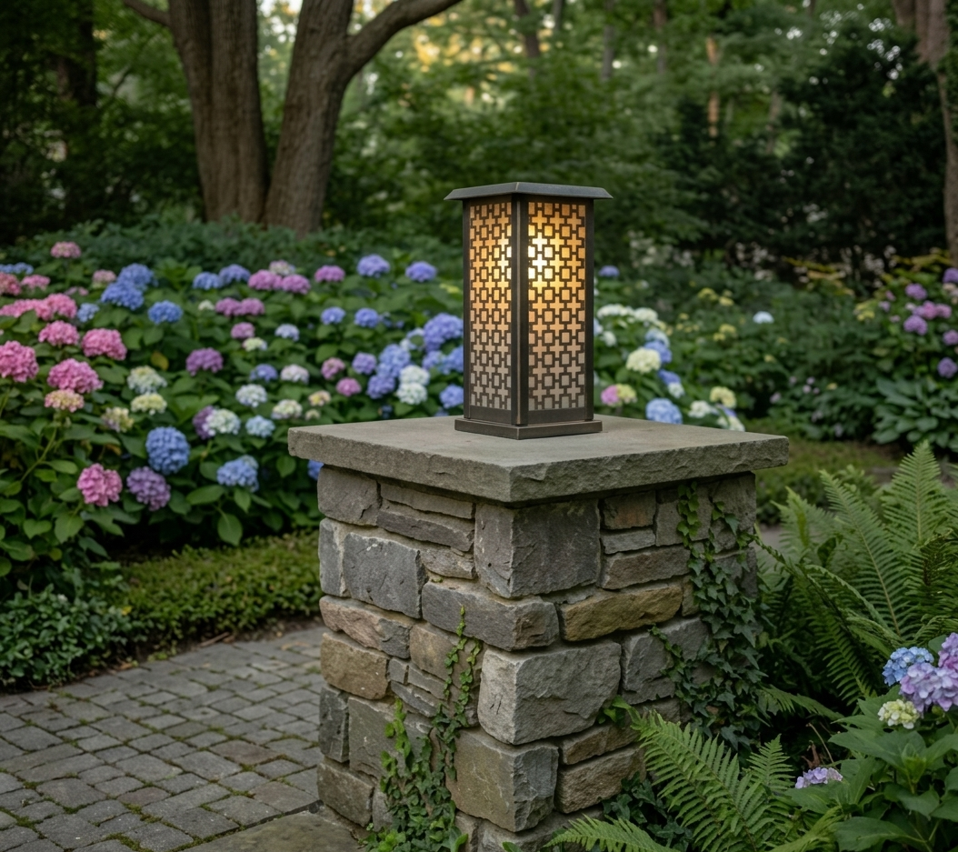 HDC Premium Outdoor Pillar Garden Light with Frosted Glass & Metal Body