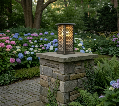 HDC Premium Outdoor Pillar Garden Light with Frosted Glass & Metal Body