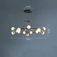 Hdc New Modern Minimalist Rose Gold Black Body Milky Glass 20 Head LED Ring Chandelier