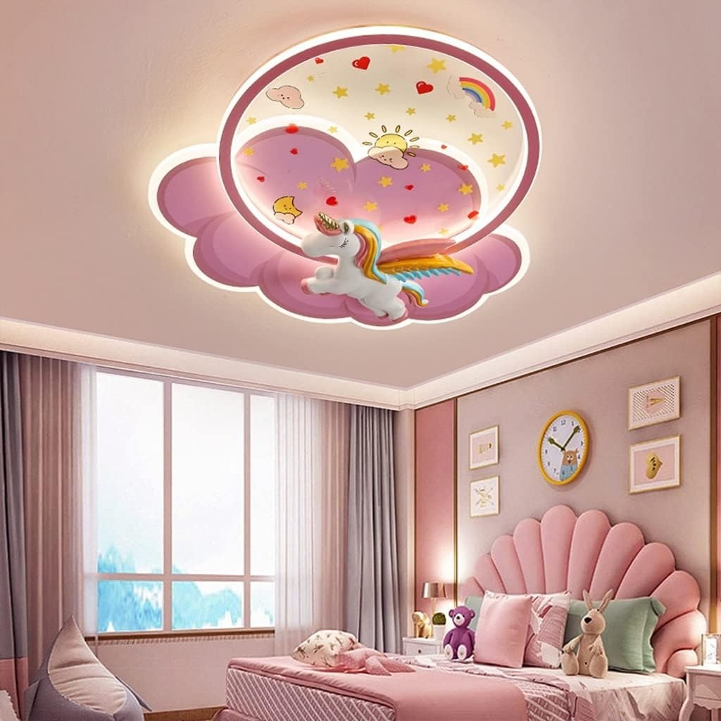 Hdc 500mm Princess Room Unicorn Ceiling Lamp LED Pink Ceiling Chandelier for Bedroom Nursery Room Girl Kid