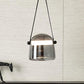 Hdc 1 Light Led Glass Smokey Black Pendant Lamp With Leather Strap Ceiling Light - Tricolor