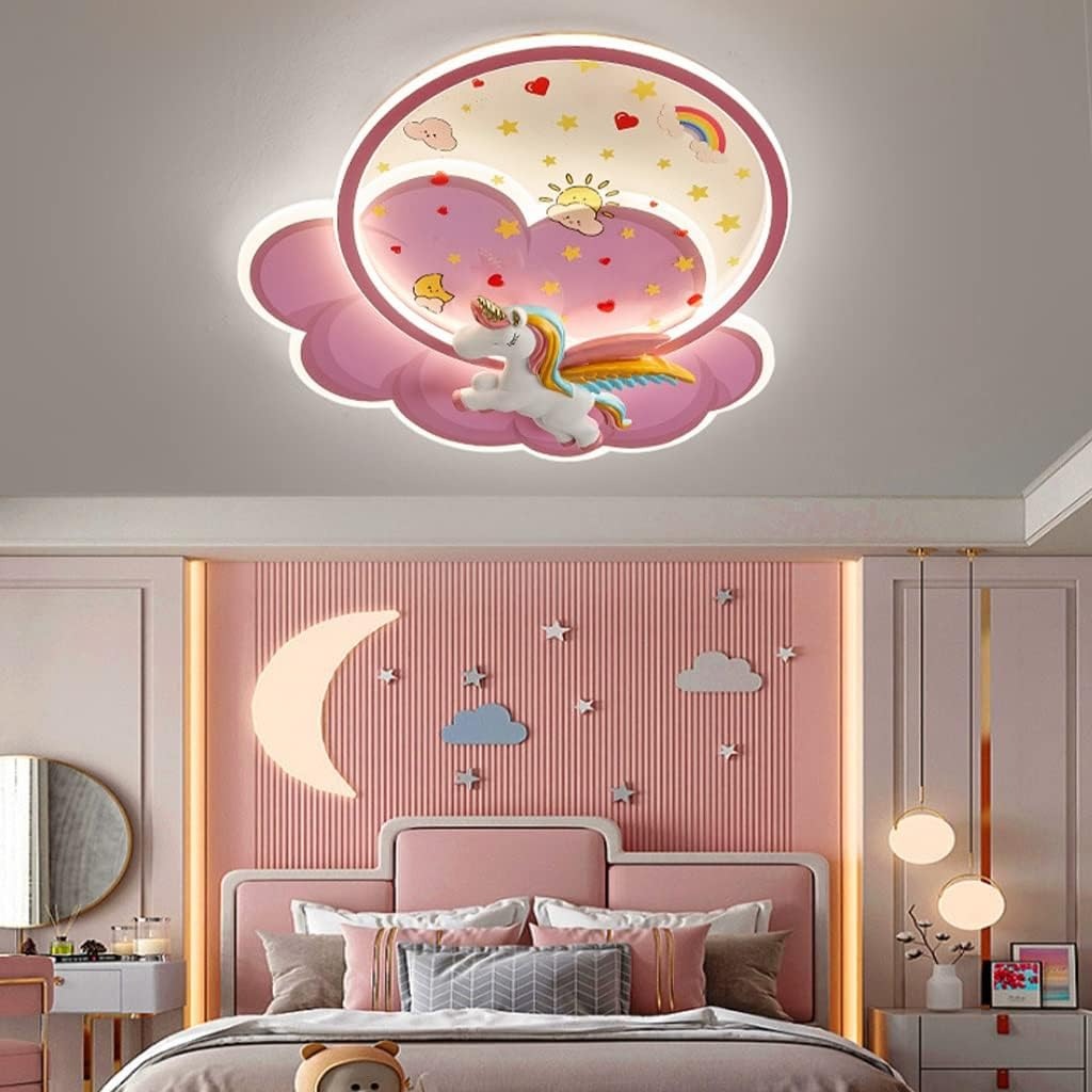 Hdc 500mm Princess Room Unicorn Ceiling Lamp LED Pink Ceiling Chandelier for Bedroom Nursery Room Girl Kid