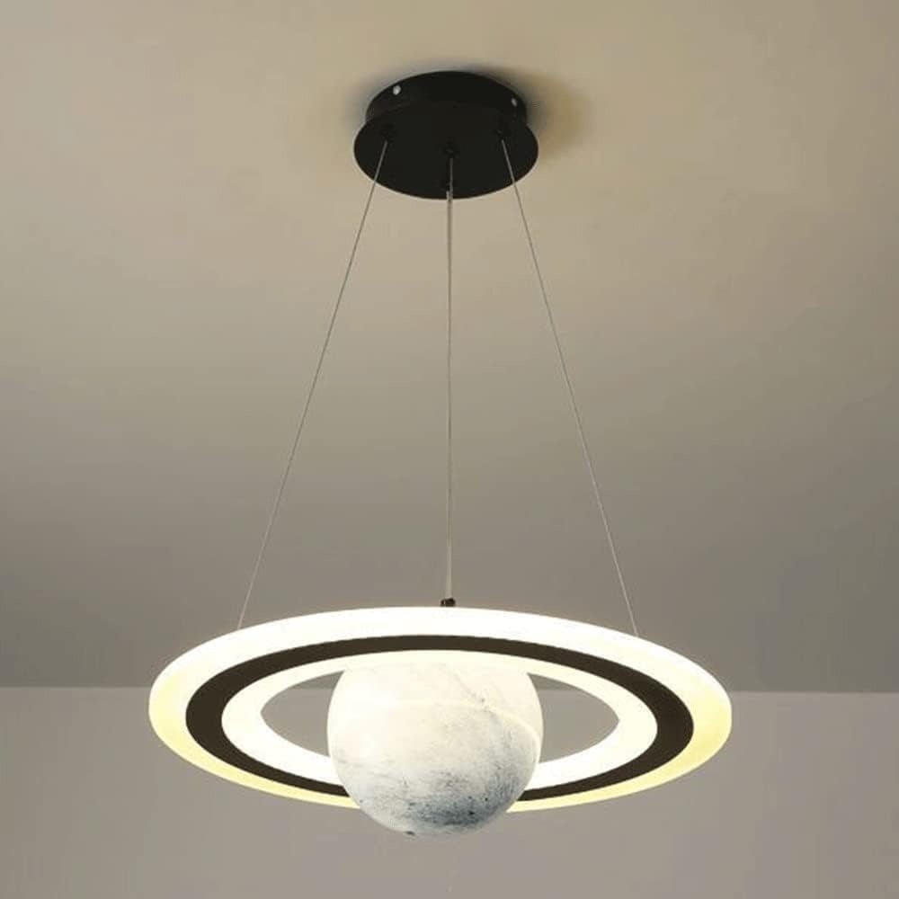 Hdc Modern 45W LED Room Planet Pendant Light with Ring Acrylic Decoration Living Room Chandelier For Kids Room