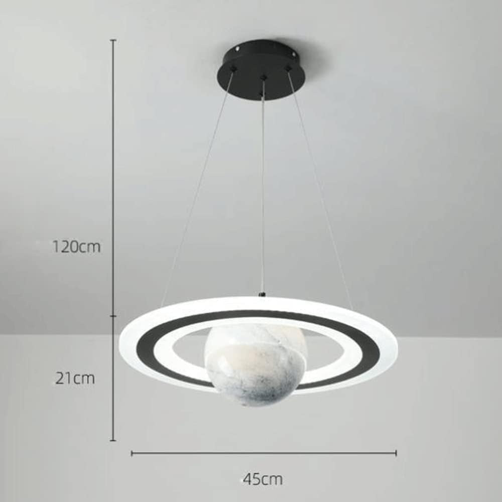 Hdc Modern 45W LED Room Planet Pendant Light with Ring Acrylic Decoration Living Room Chandelier For Kids Room