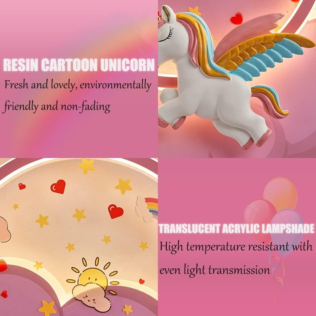 Hdc 500mm Princess Room Unicorn Ceiling Lamp LED Pink Ceiling Chandelier for Bedroom Nursery Room Girl Kid