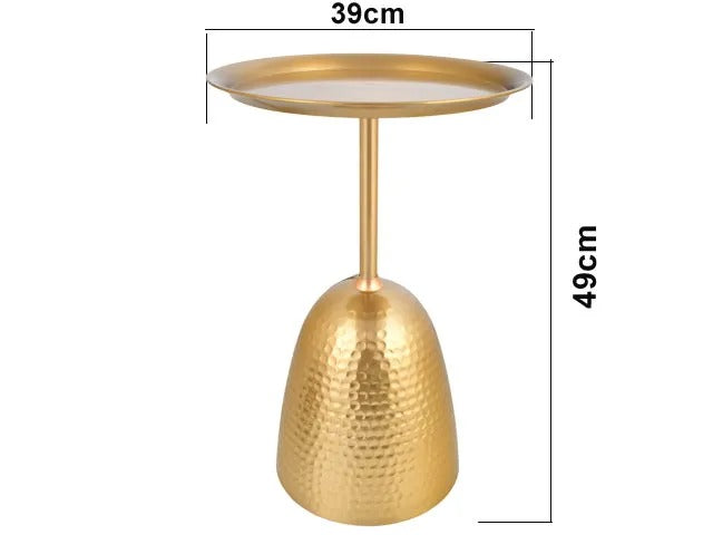 HDC Metal Side Table Tray, Small Accent Table Nightstand for Bedside Or Sofa, Round Bar Table Coffee Table for Living Room, Bedroom, Home, Office (Color : GOLDEN)