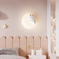 HDC Kids Milk White Shade Blue Ears LED Rabbit Cloud Wall Sconce for Boys Girls Room- Tricolor