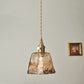 Hdc Modern Eclectic Amber Glass Geometric Copper Pendant Lamp Brass For Living Room, Restaurant