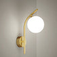 HDC Gold Frosted Glass Ball Wall Light Curved Metal