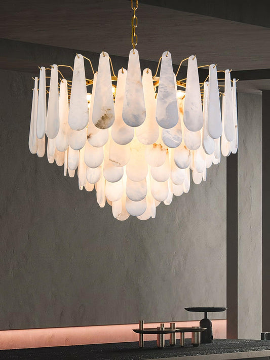 HDC 800mm Modern Teardrop White Shell Luxury Decorative Ceiling Chandelier Light