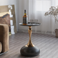 HDC Round Side Tables ,Small Metal Side Table, Modern Decorative Pedestal Table for Living Room Bedroom(Black & Gold)