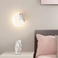 HDC Kids Milk White Shade Blue Ears LED Rabbit Cloud Wall Sconce for Boys Girls Room- Tricolor