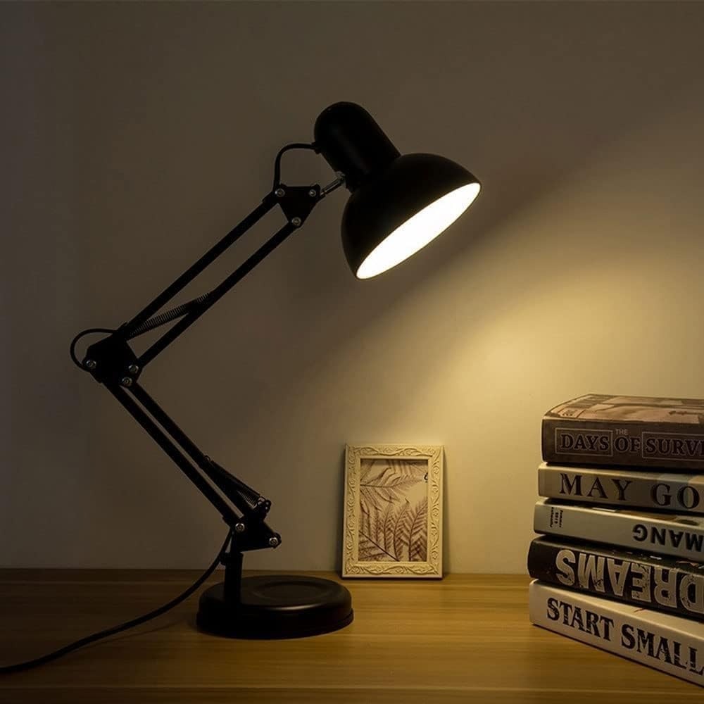 HDC Adjustable Black Iron Study & Work Desk Table Lamp